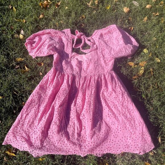 Chelsea & Violet Womens Large Pink Babydoll Mini Dress Empire Waist Flare - Picture 7 of 8